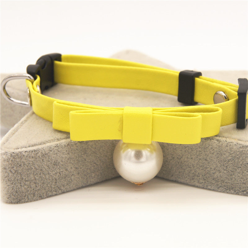 Seven-color Pearl Bow Cat And Dog Neck Flower Pet Collar