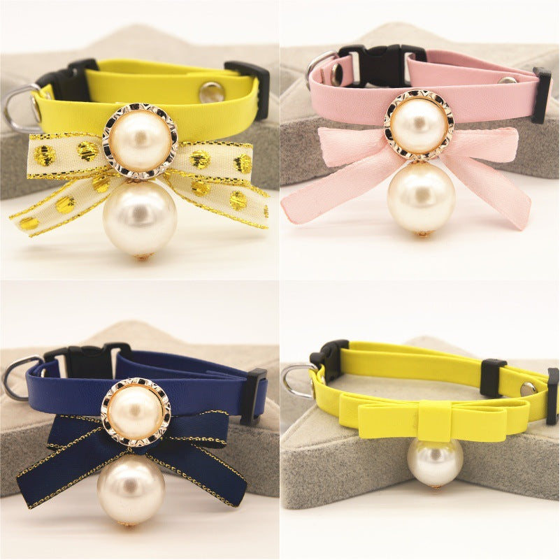 Seven-color Pearl Bow Cat And Dog Neck Flower Pet Collar