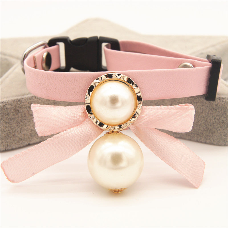 Seven-color Pearl Bow Cat And Dog Neck Flower Pet Collar