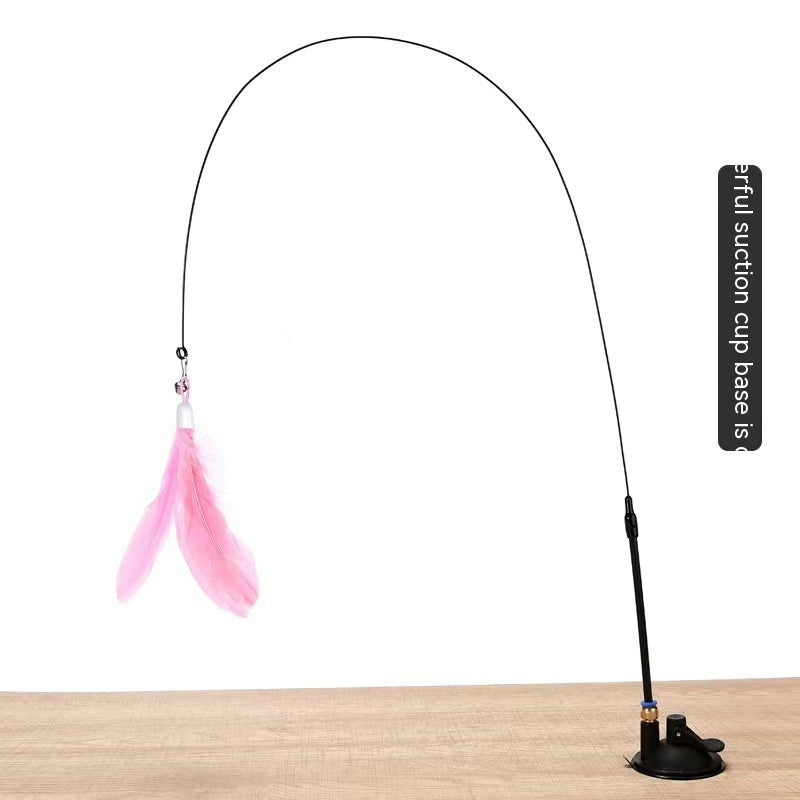 Cat Toy Long Brush Holder Suction Cup with Bell